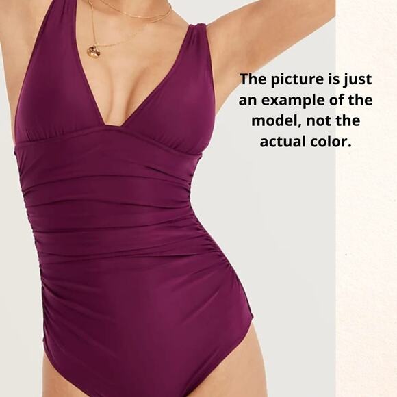 J.Crew Ruched V Neck One‎ Piece Swimsuit Womens Size 0 Fuchsia BC116 - Picture 10 of 10